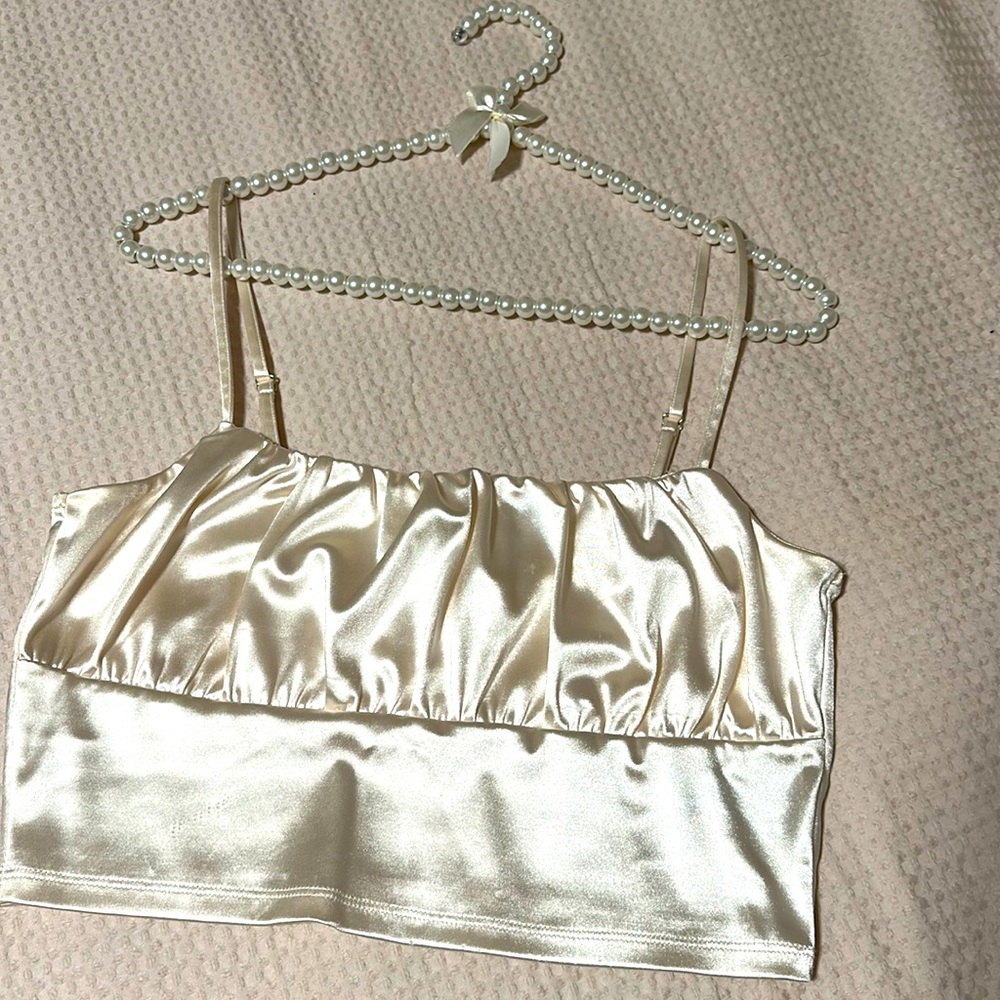 Pearlescent Satin Cropped Cami